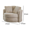 Rane Swivel Accent Chair Beige Chenille 2 Throw Pillows Barrel Back