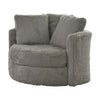 Rane Swivel Accent Chair Gray Chenille Barrel Shape Solid Wood