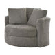 Rane Swivel Accent Chair Gray Chenille Barrel Shape Solid Wood