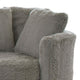 Rane Swivel Accent Chair Gray Chenille Barrel Shape Solid Wood