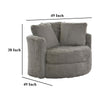 Rane Swivel Accent Chair Gray Chenille Barrel Shape Solid Wood