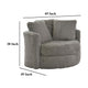 Rane Swivel Accent Chair Gray Chenille Barrel Shape Solid Wood