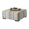 Phan Ottoman Plush Ivory Chenille Elegant Lined Pattern 41 Inch BM328060