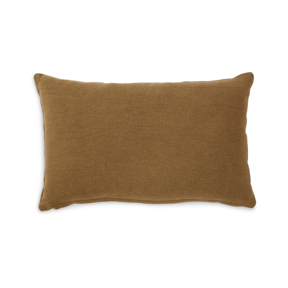Ashley Ako 14 x 20 Lumbar Accent Throw Pillow | Honey Brown Striped Cotton BM328063