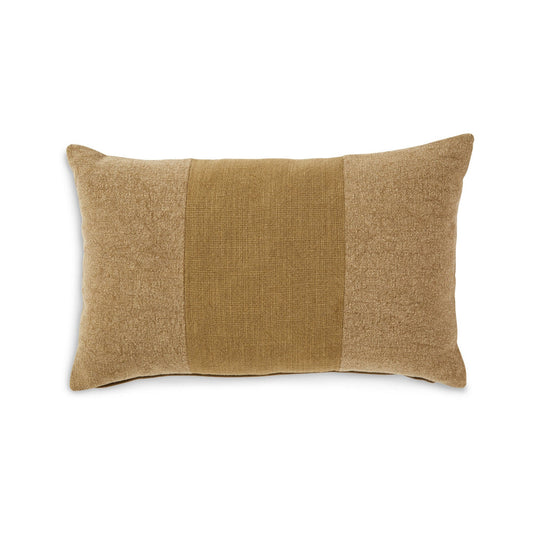 Ashley Ako 14 x 20 Lumbar Accent Throw Pillow | Honey Brown Striped Cotton