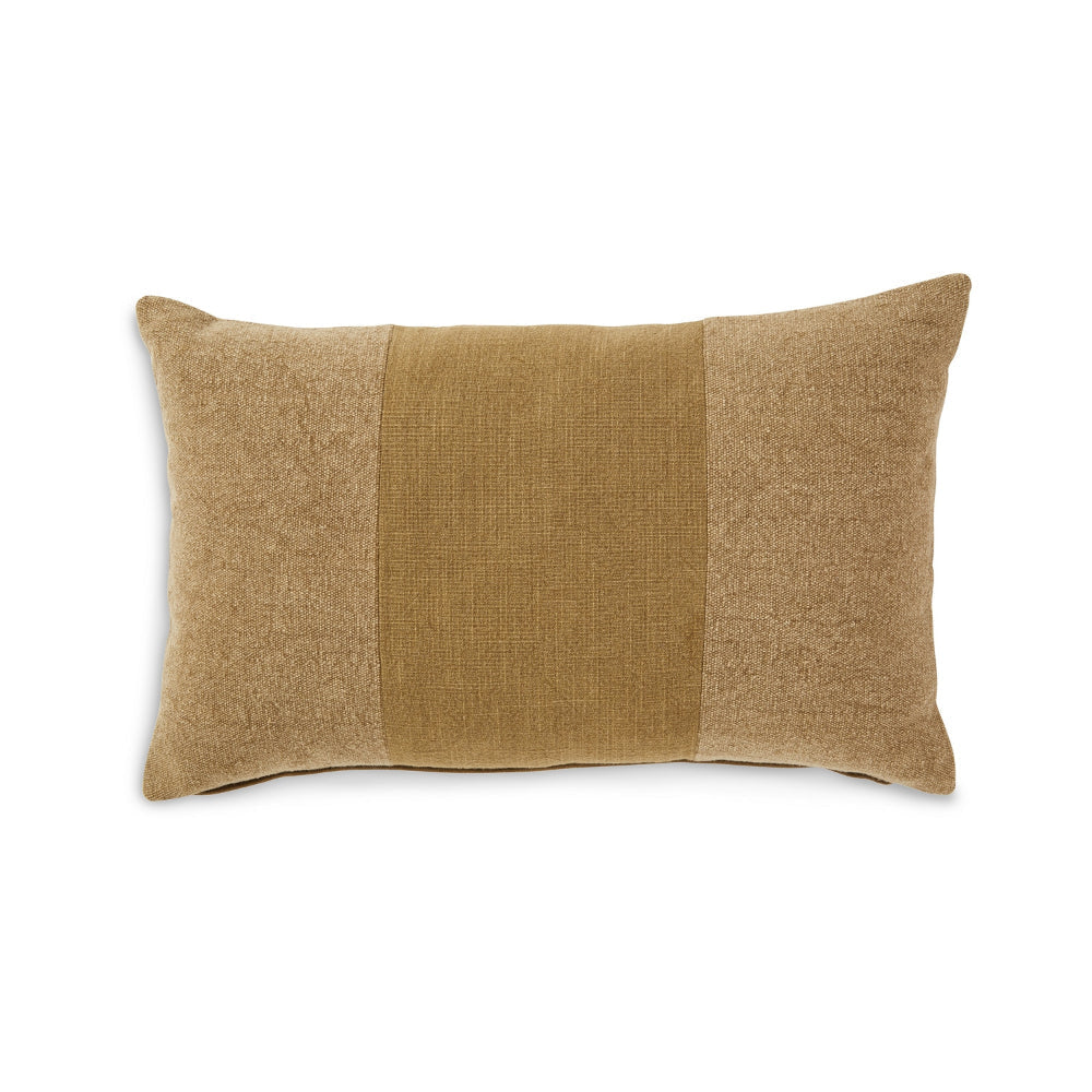 Ashley Ako 14 x 20 Lumbar Accent Throw Pillow | Honey Brown Striped Cotton