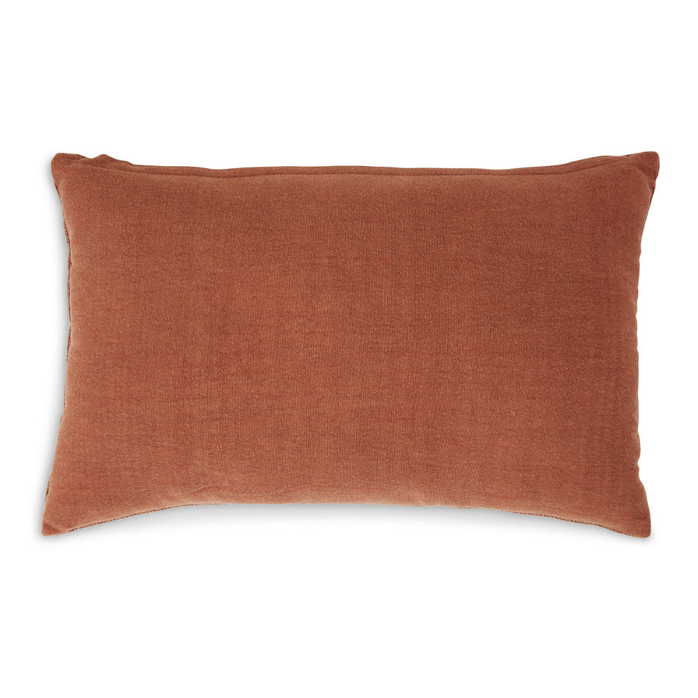 Ashley Ako 14 x 20 Lumbar Accent Throw Pillow | Spice Orange Cotton Stripe BM328064
