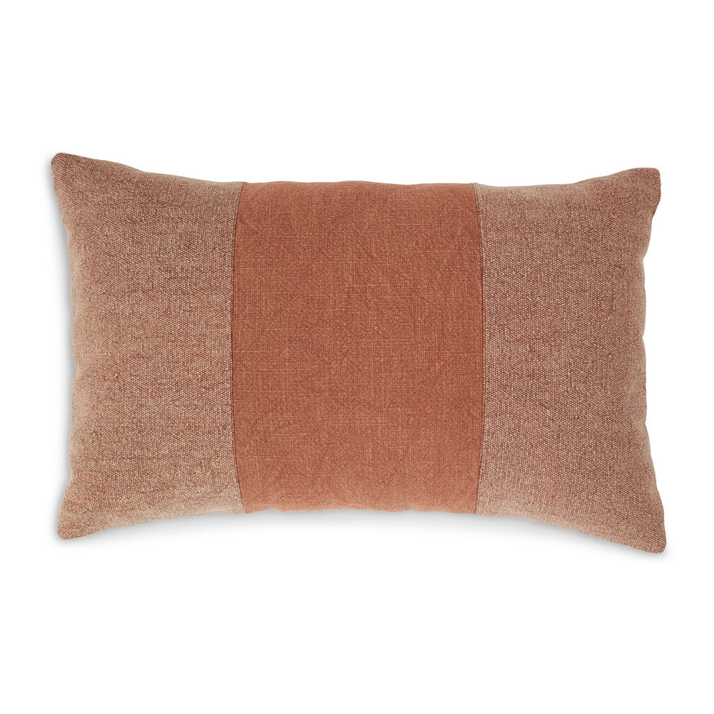 Ashley Ako 14 x 20 Lumbar Accent Throw Pillow | Spice Orange Cotton Stripe