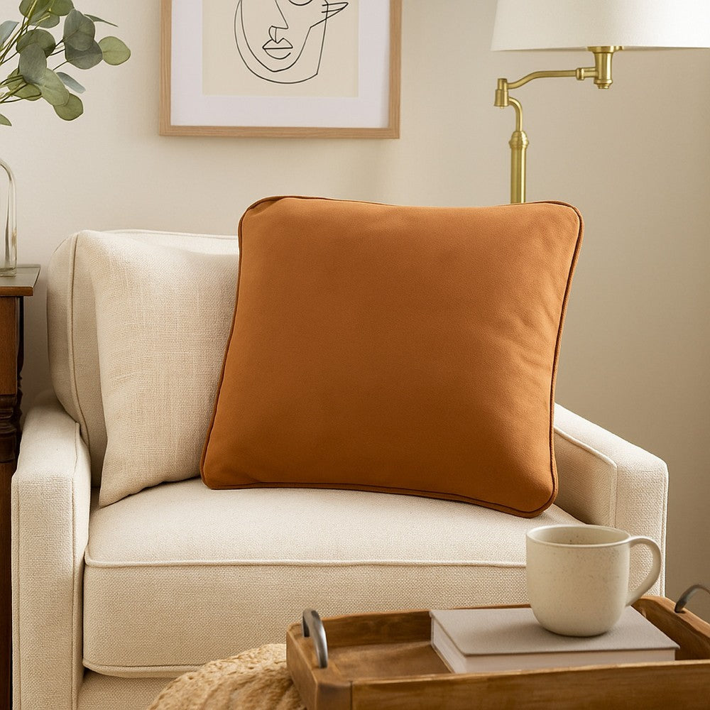 Ashley Wali Square Accent Throw Pillow | 20" Feather Fill Orange Polyester