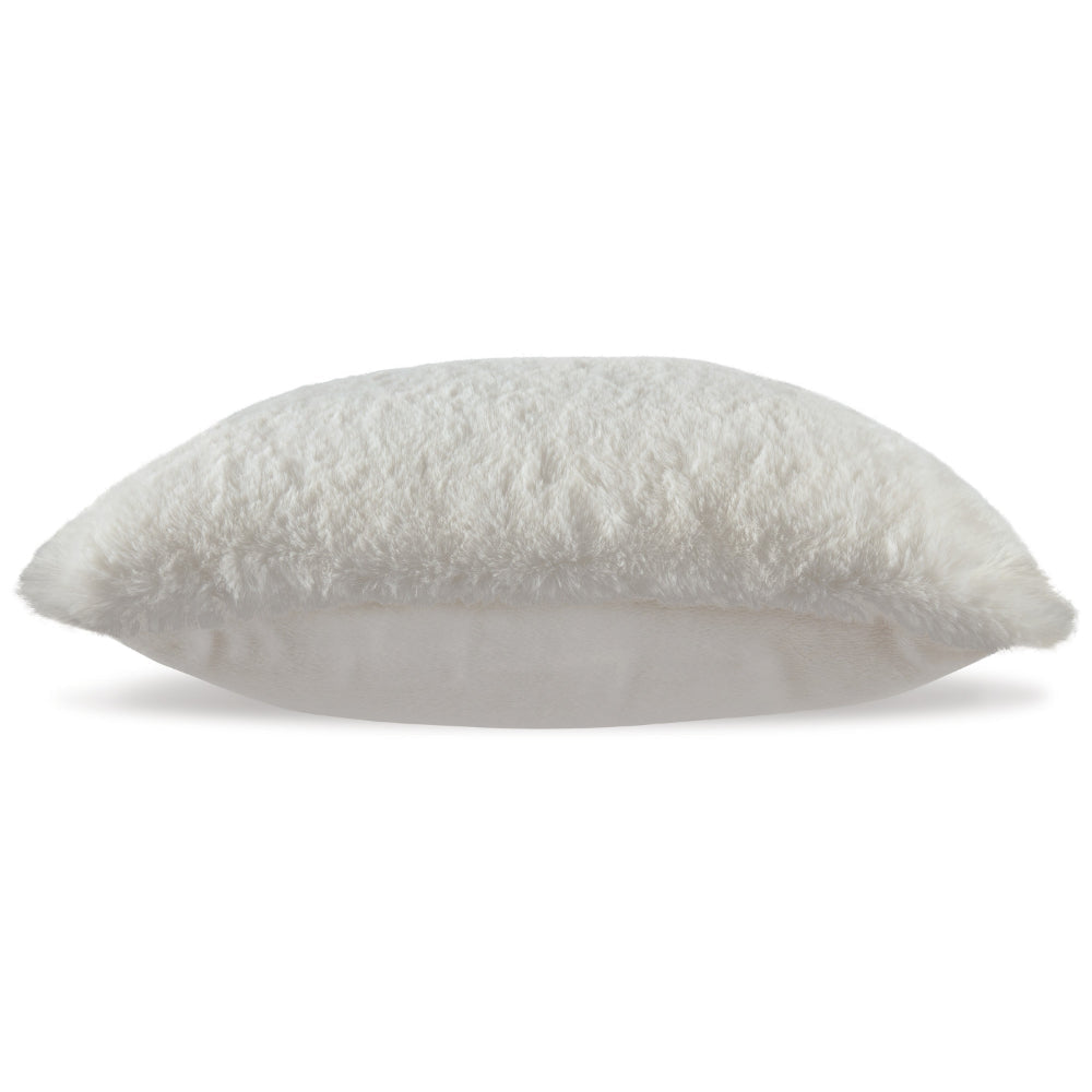 Ashley Dift Square Accent Throw Pillow | 20’’ | White Faux Rabbit Fur Face BM328070