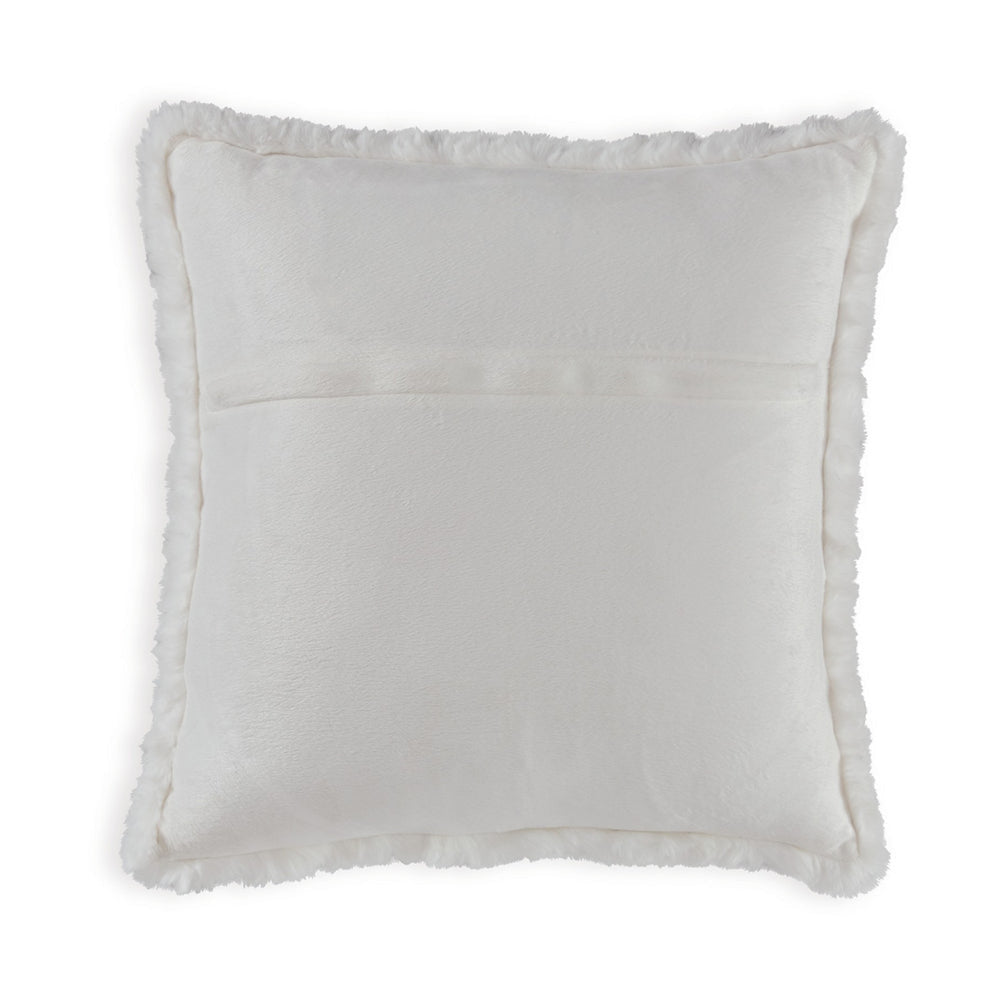 Ashley Dift Square Accent Throw Pillow | 20’’ | White Faux Rabbit Fur Face BM328070
