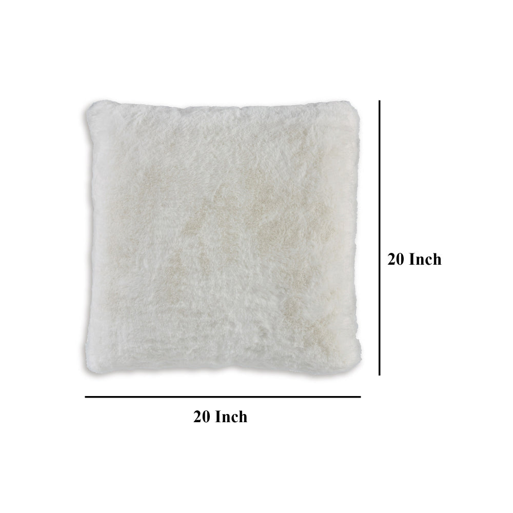 Ashley Dift Square Accent Throw Pillow | 20’’ | White Faux Rabbit Fur Face BM328070