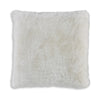 Ashley Dift Square Accent Throw Pillow | 20" | White Faux Rabbit Fur Face