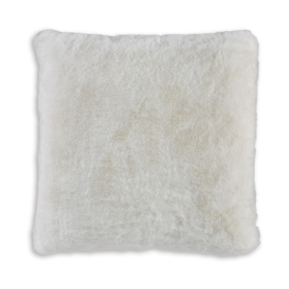 Ashley Dift Square Accent Throw Pillow | 20" | White Faux Rabbit Fur Face
