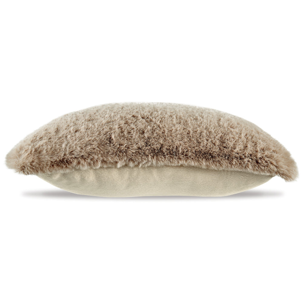 Ashley Dift Square Accent Throw Pillow | 20’’ | Taupe Beige Faux Rabbit Fur BM328071