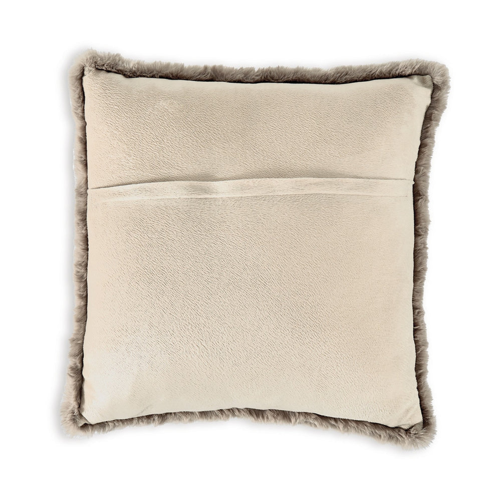 Ashley Dift Square Accent Throw Pillow | 20’’ | Taupe Beige Faux Rabbit Fur BM328071
