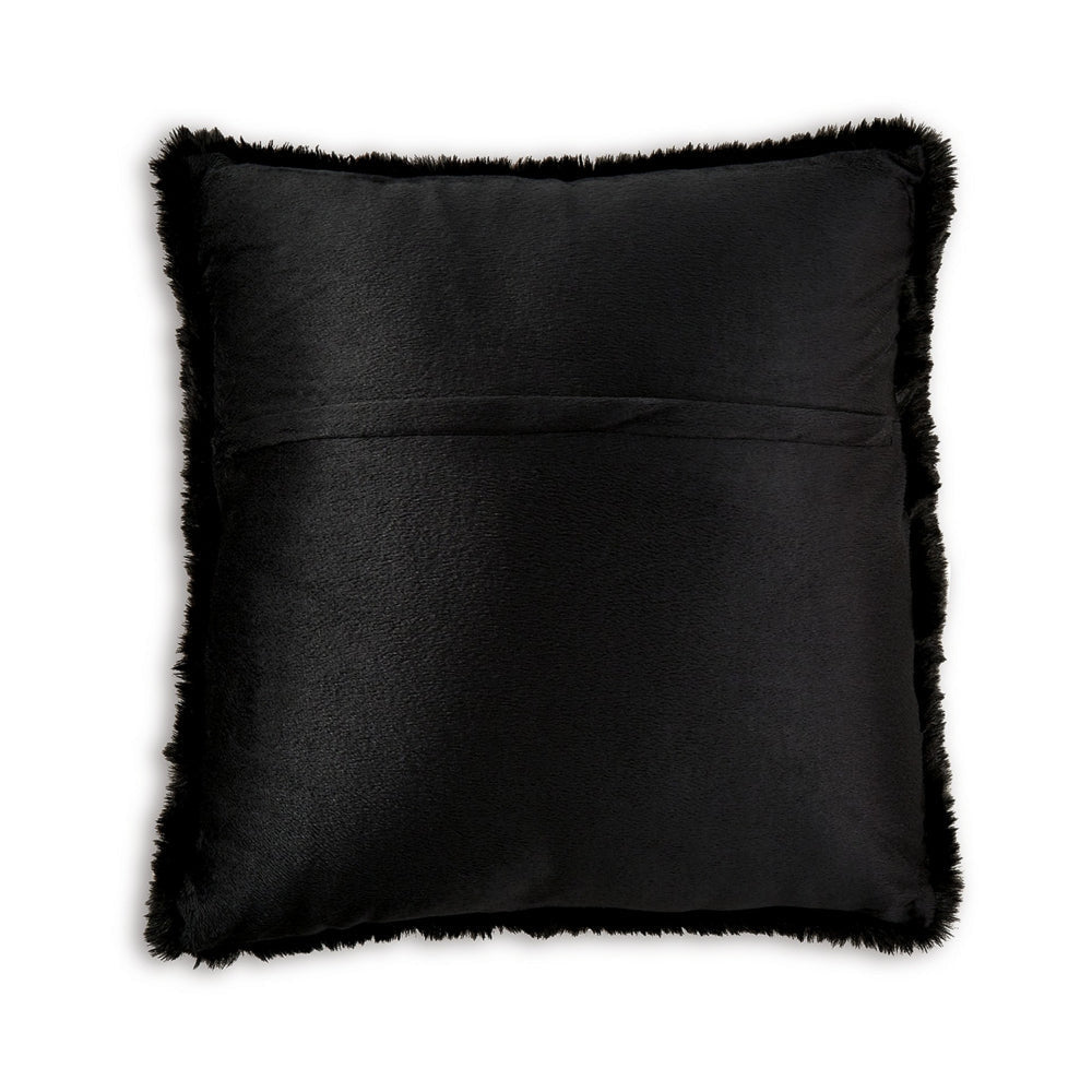 Ashley Dift Square Accent Throw Pillow | 20’’ | Black Faux Rabbit Fur Face BM328072