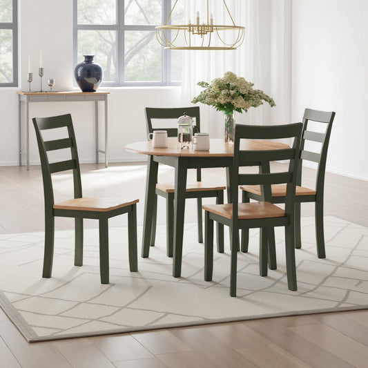 Ashley Gasy Dining Table | Extendable 26-42" | Dark Green Wood | 2 Leaves