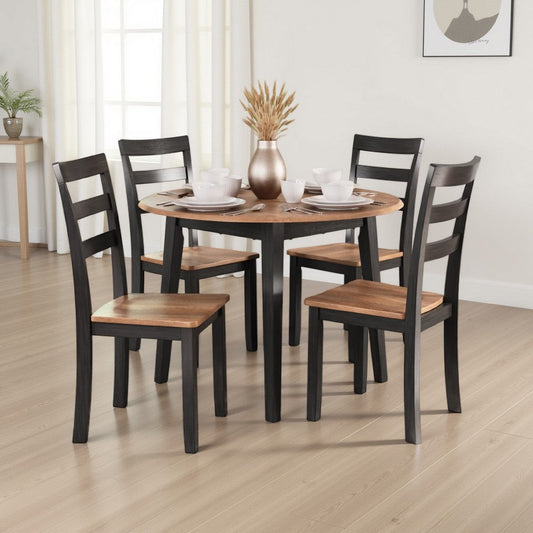 Ashley Gasy Dining Table | Extendable 26-42" | Dark Brown Wood | 2 Leaves