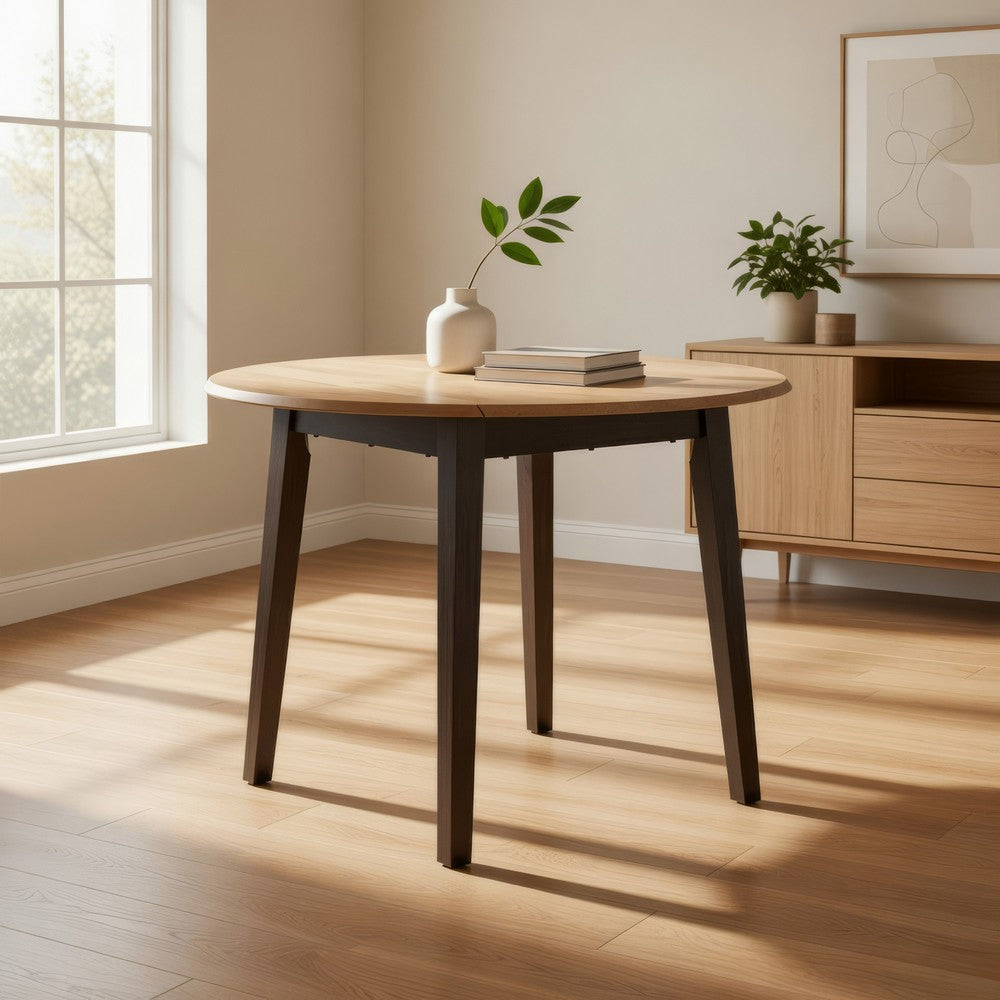 Ashley Gasy Dining Table | Extendable 26-42" | Dark Brown Wood | 2 Leaves