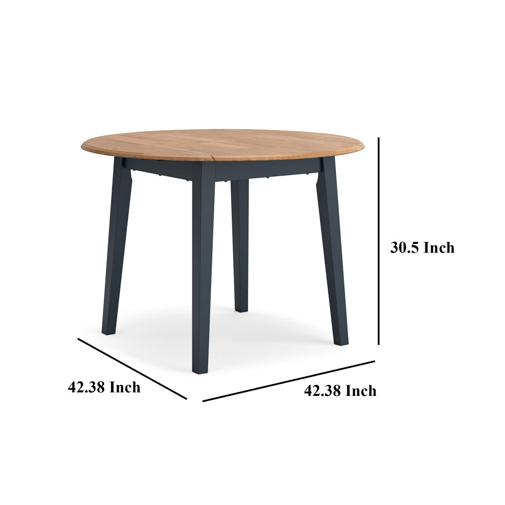 Ashley Gasy Dining Table | Extendable 26-42’’ | Dark Blue | Wood | 2 Leaves BM328076