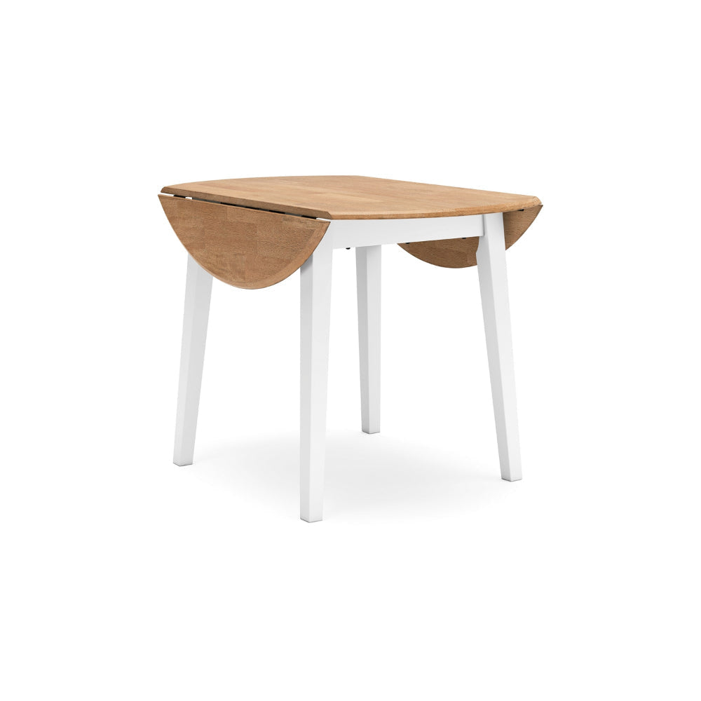 Ashley Gasy Dining Table | Extendable 26-42’’ White Brown Wood | 2 Leaves BM328077