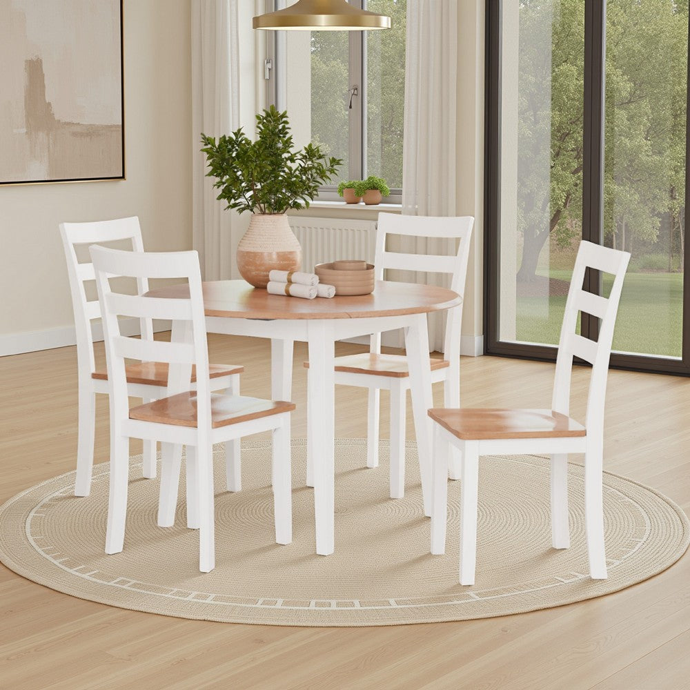 Ashley Gasy Dining Table | Extendable 26-42" White Brown Wood | 2 Leaves