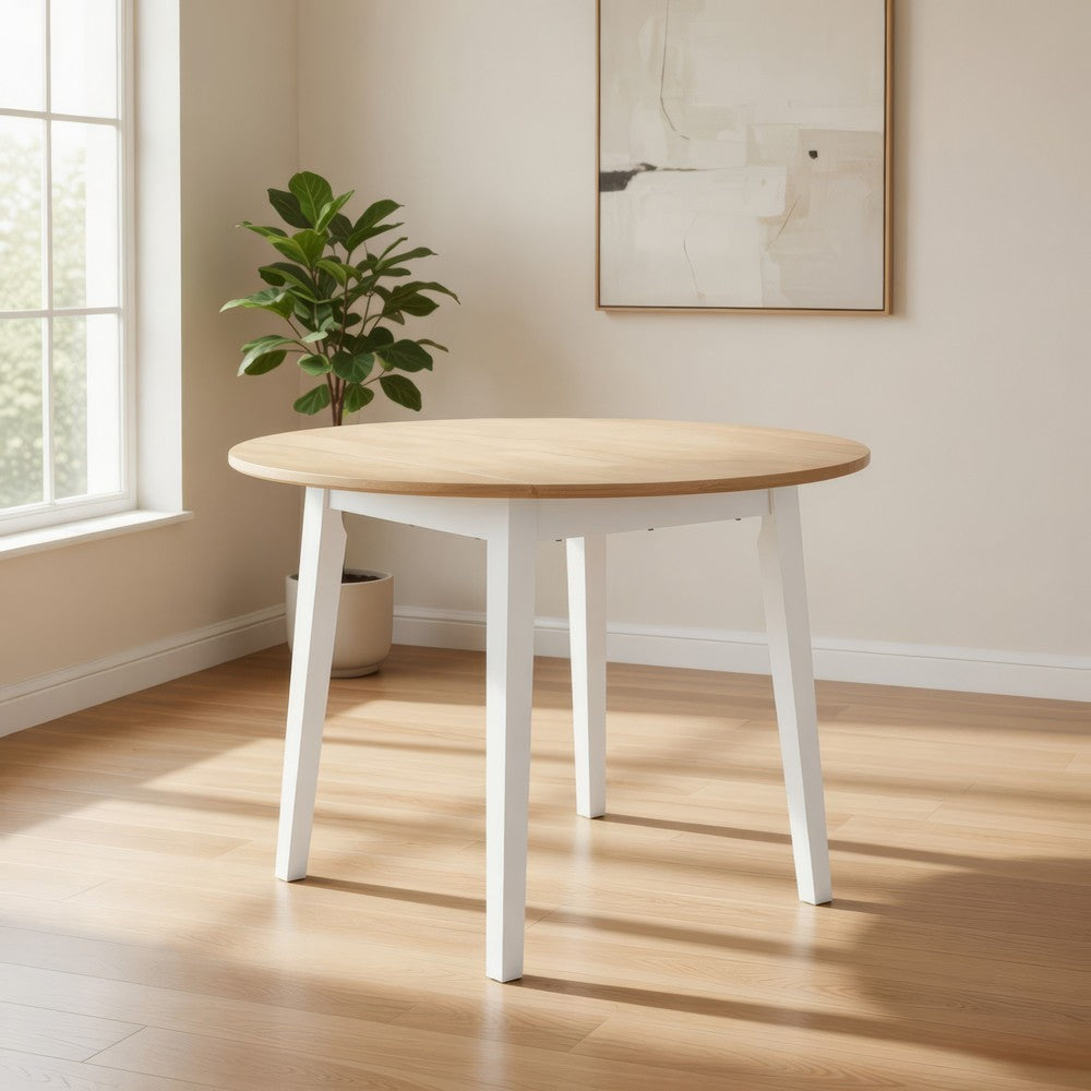 Ashley Gasy Dining Table | Extendable 26-42" White Brown Wood | 2 Leaves