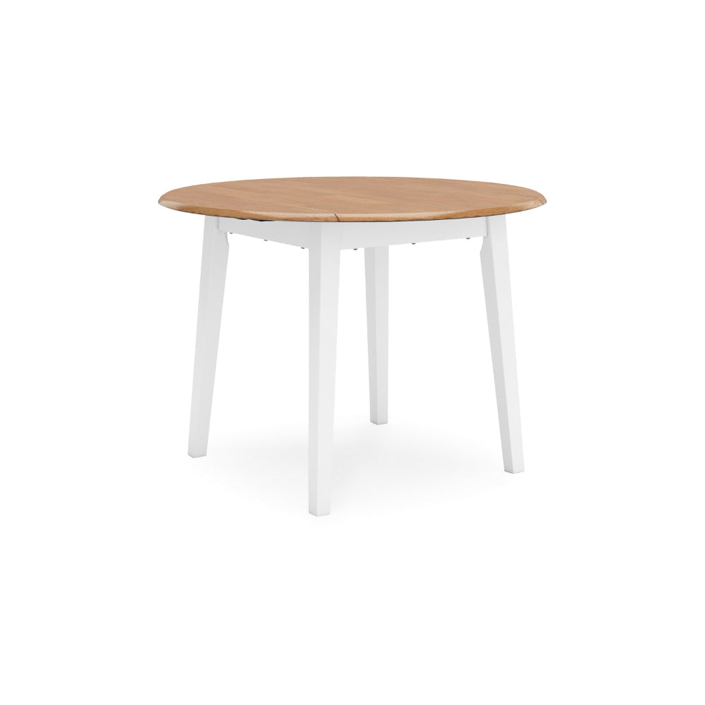Ashley Gasy Dining Table | Extendable 26-42" White Brown Wood | 2 Leaves