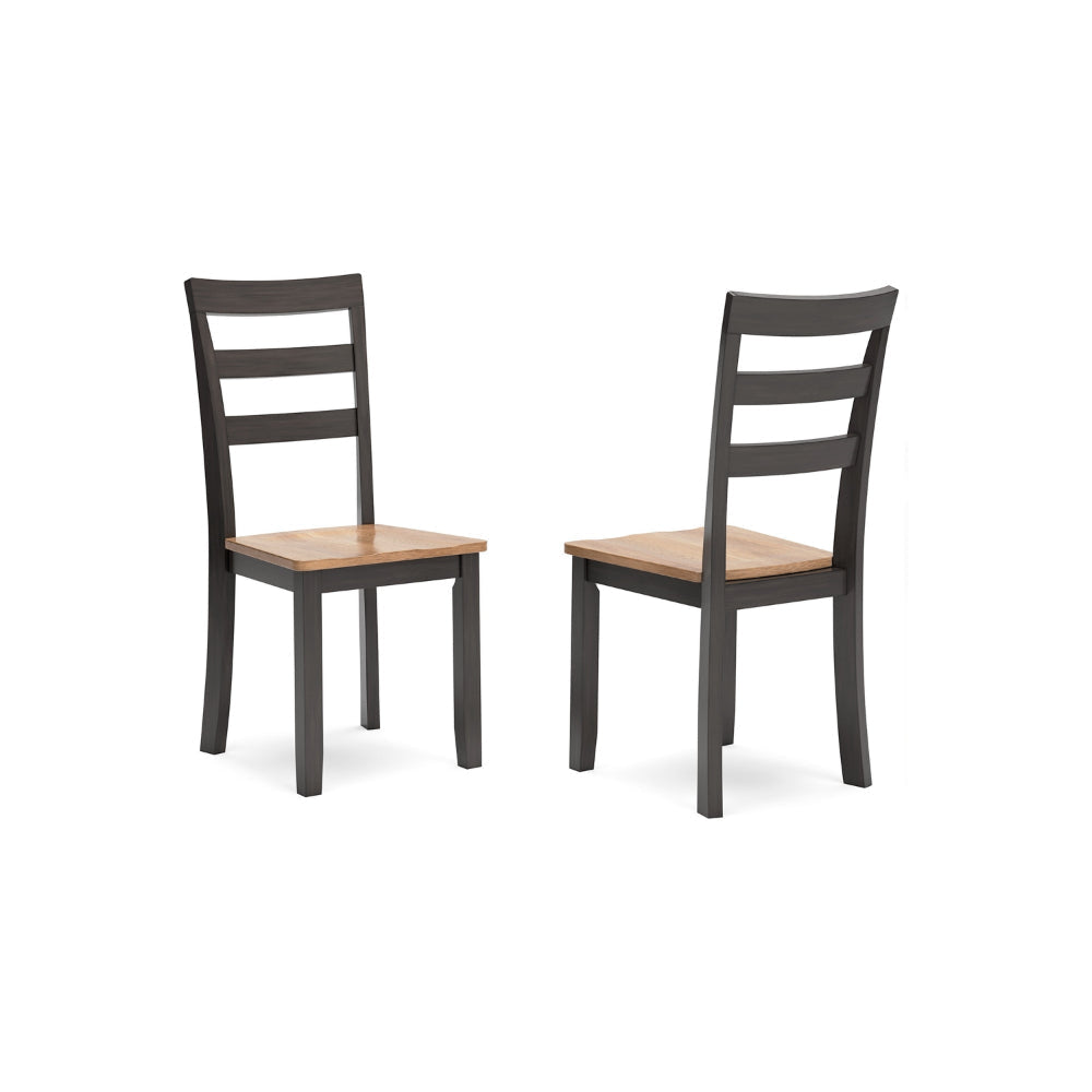 Ashley Gasy Dining Chair Set of 2 | 17" | Dark Brown Wood | Contoured Seat