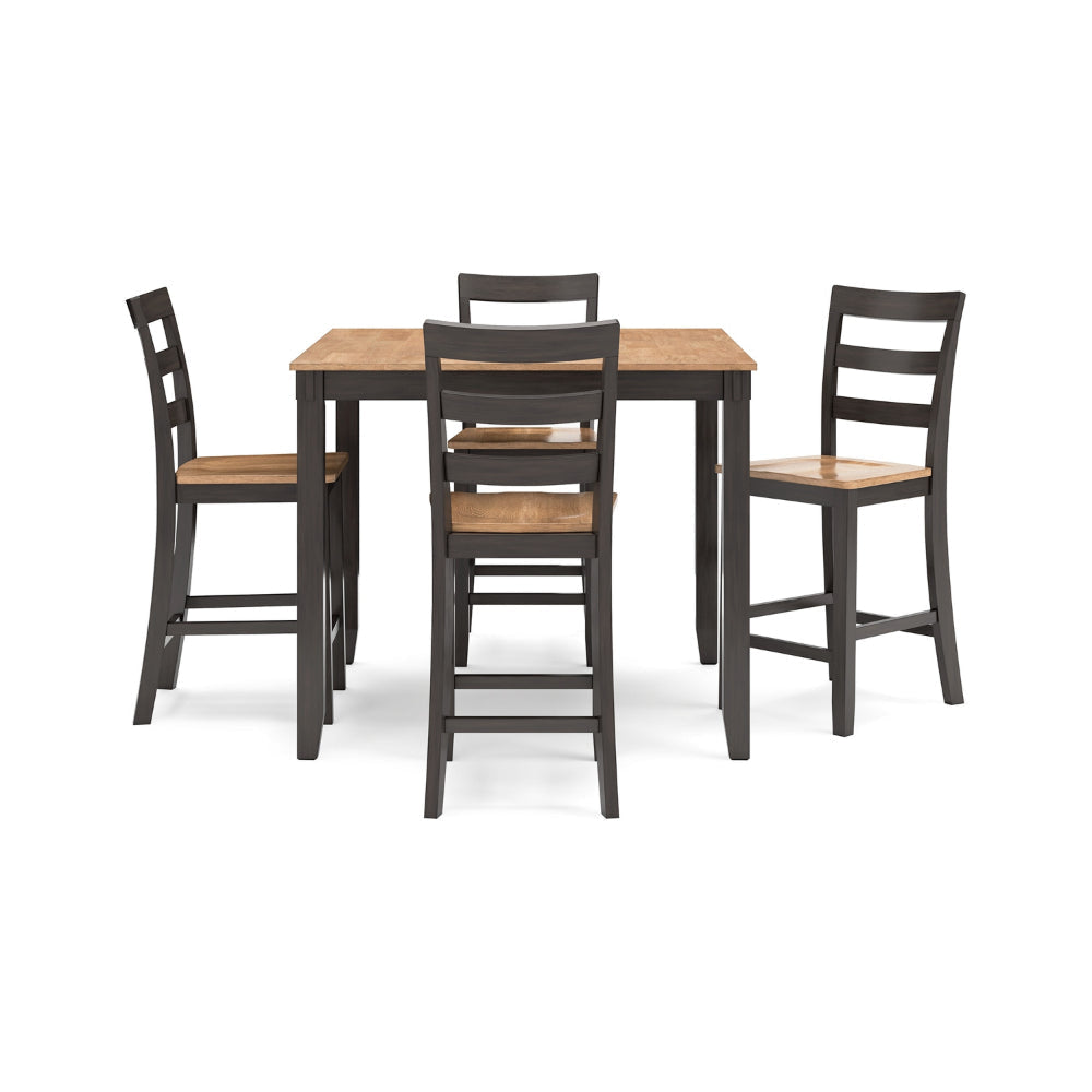 Ashley Gasy Counter Height Dining Table Set with 4 Ladderback Chairs | Brown BM328081