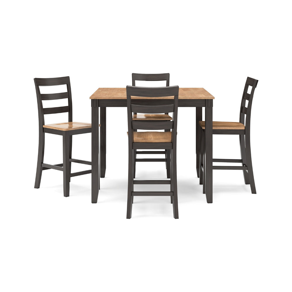 Ashley Gasy Counter Height Dining Table Set with 4 Ladderback Chairs | Brown BM328081