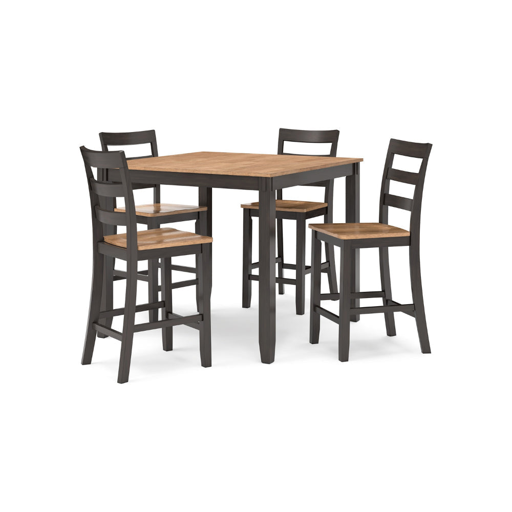 Ashley Gasy Counter Height Dining Table Set with 4 Ladderback Chairs | Brown BM328081