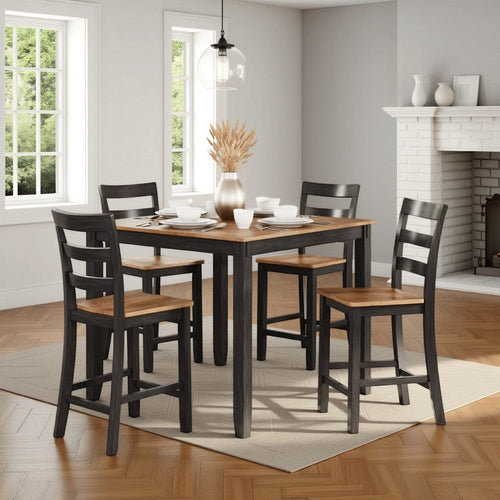Ashley Gasy Counter Height Dining Table Set with 4 Ladderback Chairs | Brown