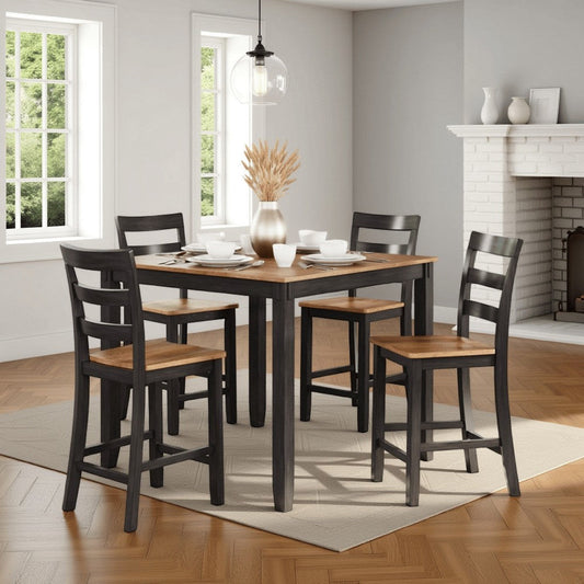 Ashley Gasy Counter Height Dining Table Set with 4 Ladderback Chairs | Brown