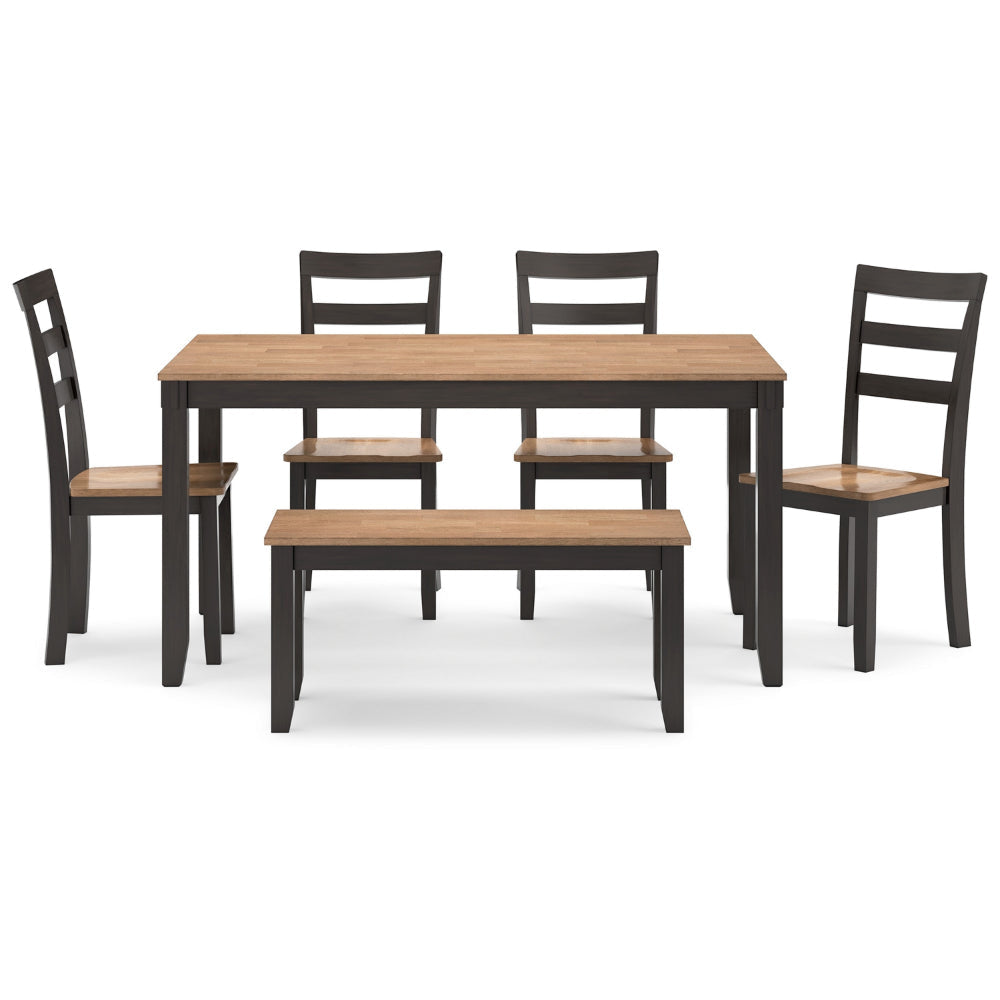 Ashley Gasy Dining Table Set with 4 Ladderback Chairs 1 Bench | Dark Brown BM328082