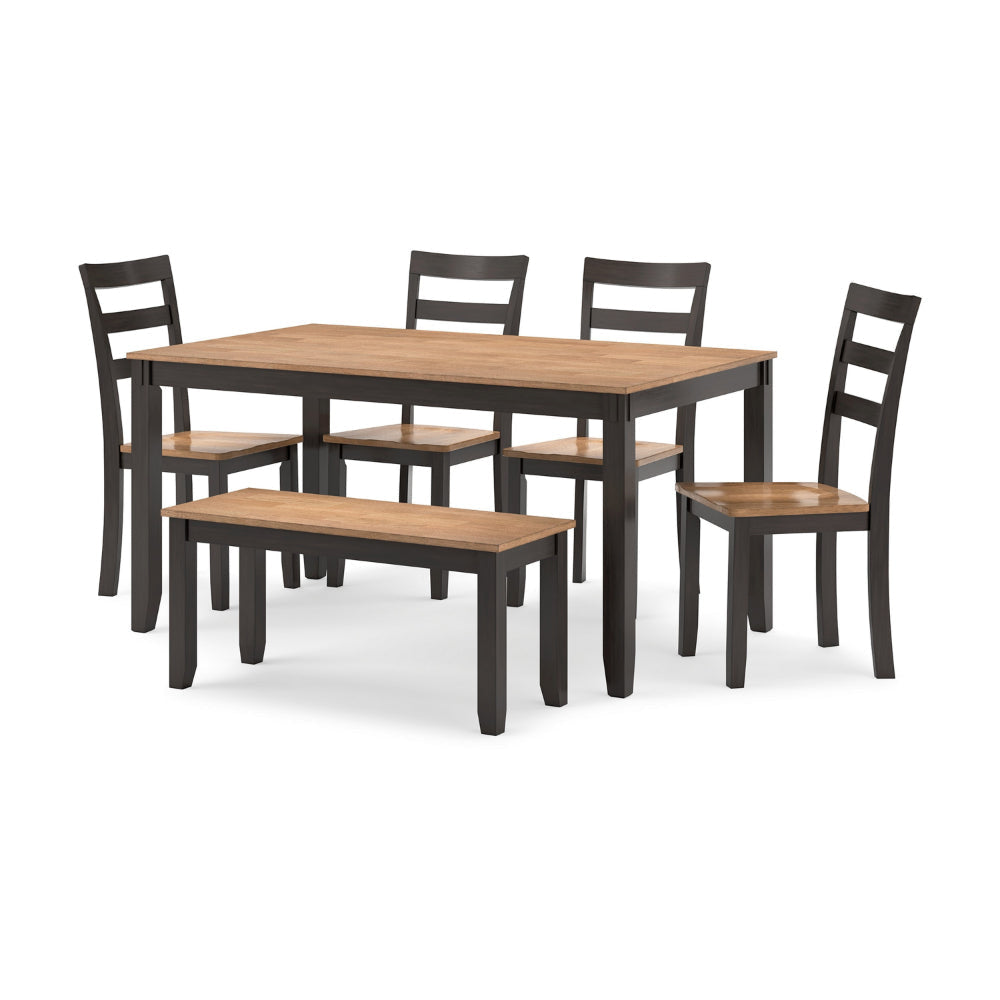 Ashley Gasy Dining Table Set with 4 Ladderback Chairs 1 Bench | Dark Brown BM328082