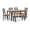 Ashley Gasy Dining Table Set with 4 Ladderback Chairs, 1 Bench | Dark Brown