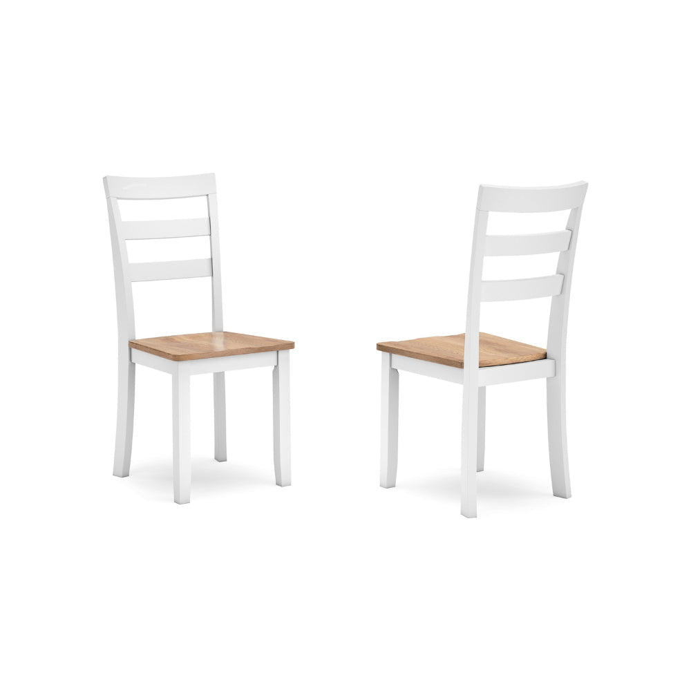 Ashley Gasy Dining Chair Set of 2 | 22" White and Brown Mango Wood Veneer