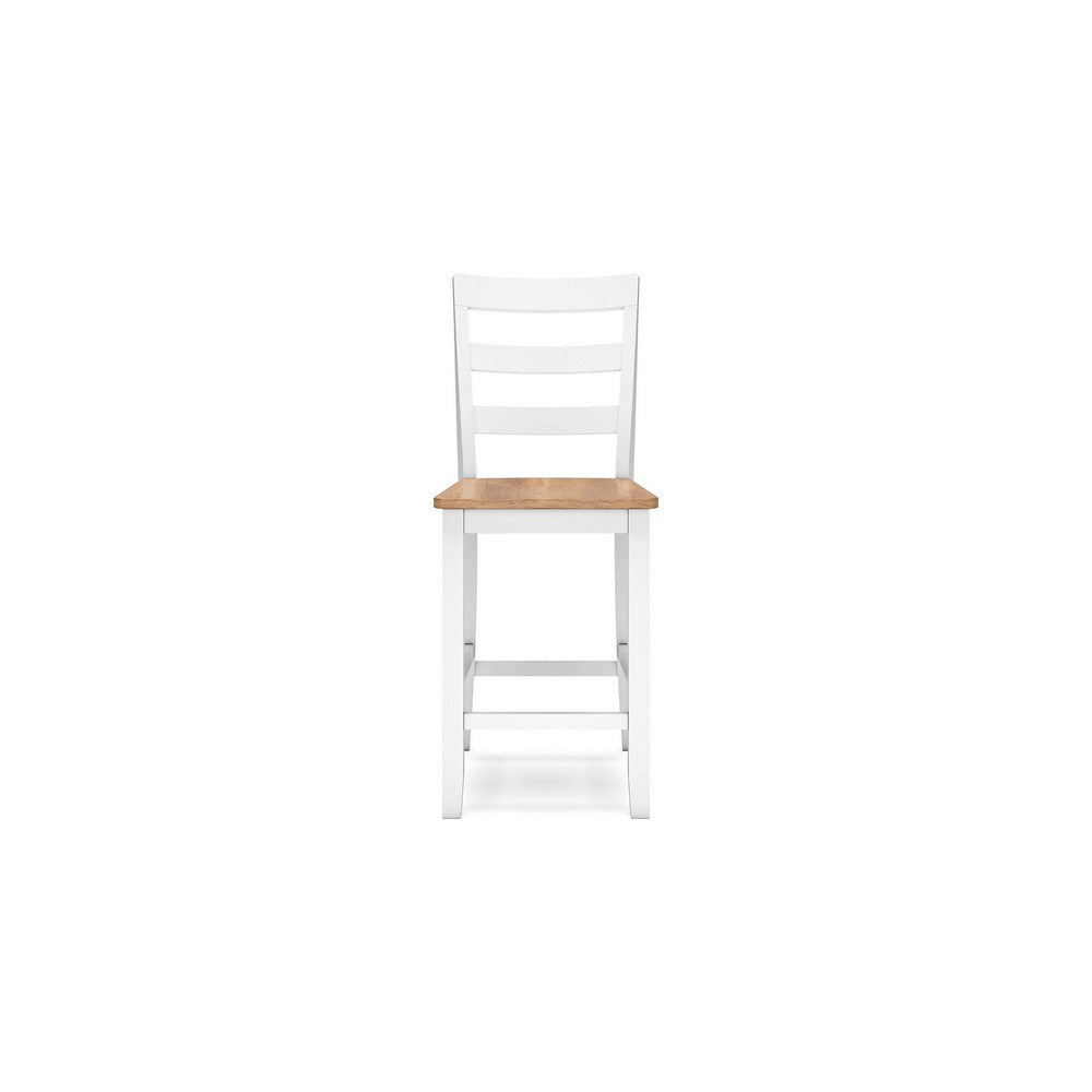 Ashley Gasy Counter Chair Set of 2 | 24’’ White Brown Solid Mango Wood BM328084