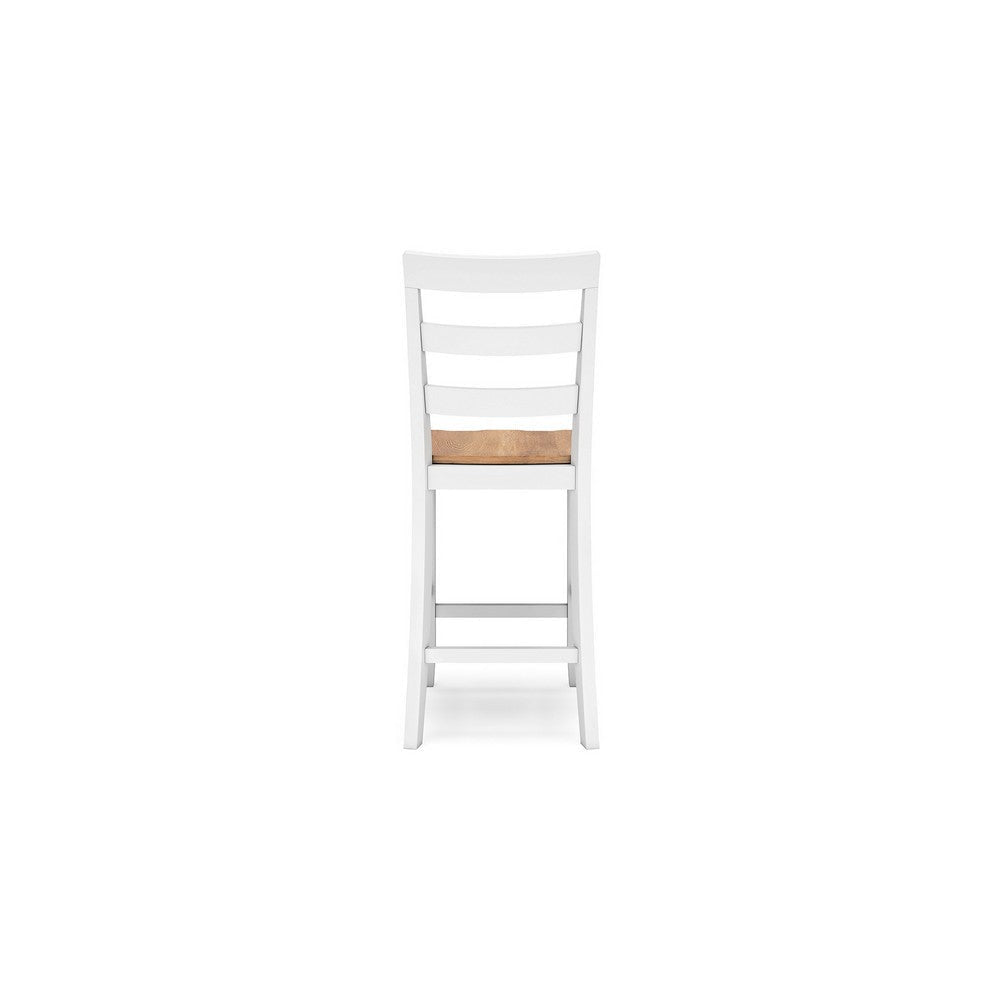 Ashley Gasy Counter Chair Set of 2 | 24’’ White Brown Solid Mango Wood BM328084