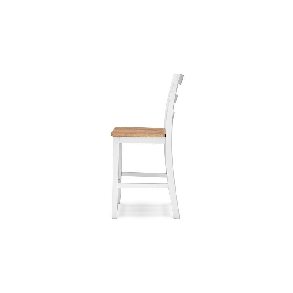 Ashley Gasy Counter Chair Set of 2 | 24’’ White Brown Solid Mango Wood BM328084