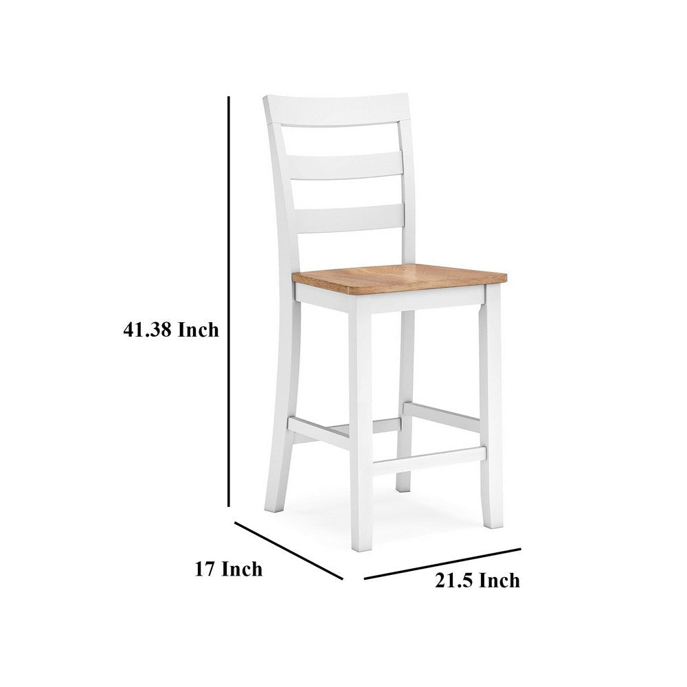 Ashley Gasy Counter Chair Set of 2 | 24’’ White Brown Solid Mango Wood BM328084