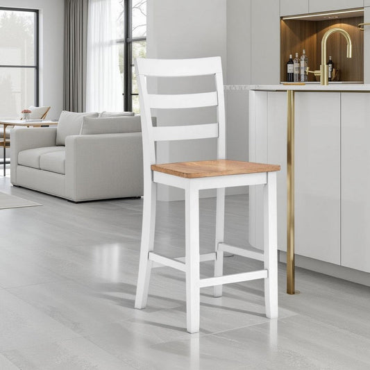 Ashley Gasy Counter Chair Set of 2 | 24" White Brown Solid Mango Wood