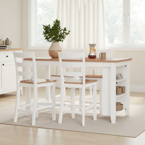 Ashley Gasy Counter Height Dining Table | 60" White Brown Mango Wood Veneer