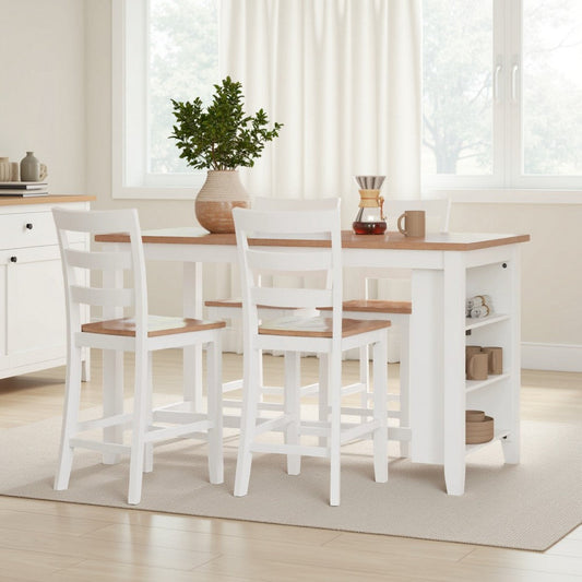 Ashley Gasy Counter Height Dining Table | 60" White Brown Mango Wood Veneer