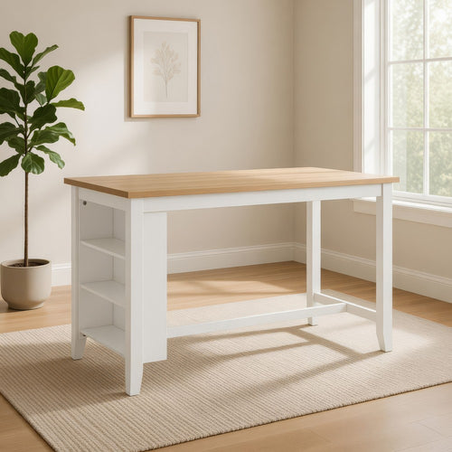 Ashley Gasy Counter Height Dining Table | 60" White Brown Mango Wood Veneer