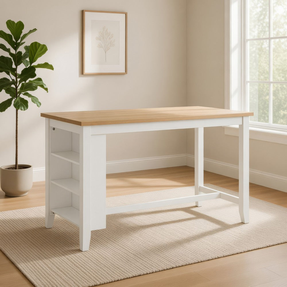 Ashley Gasy Counter Height Dining Table | 60" White Brown Mango Wood Veneer