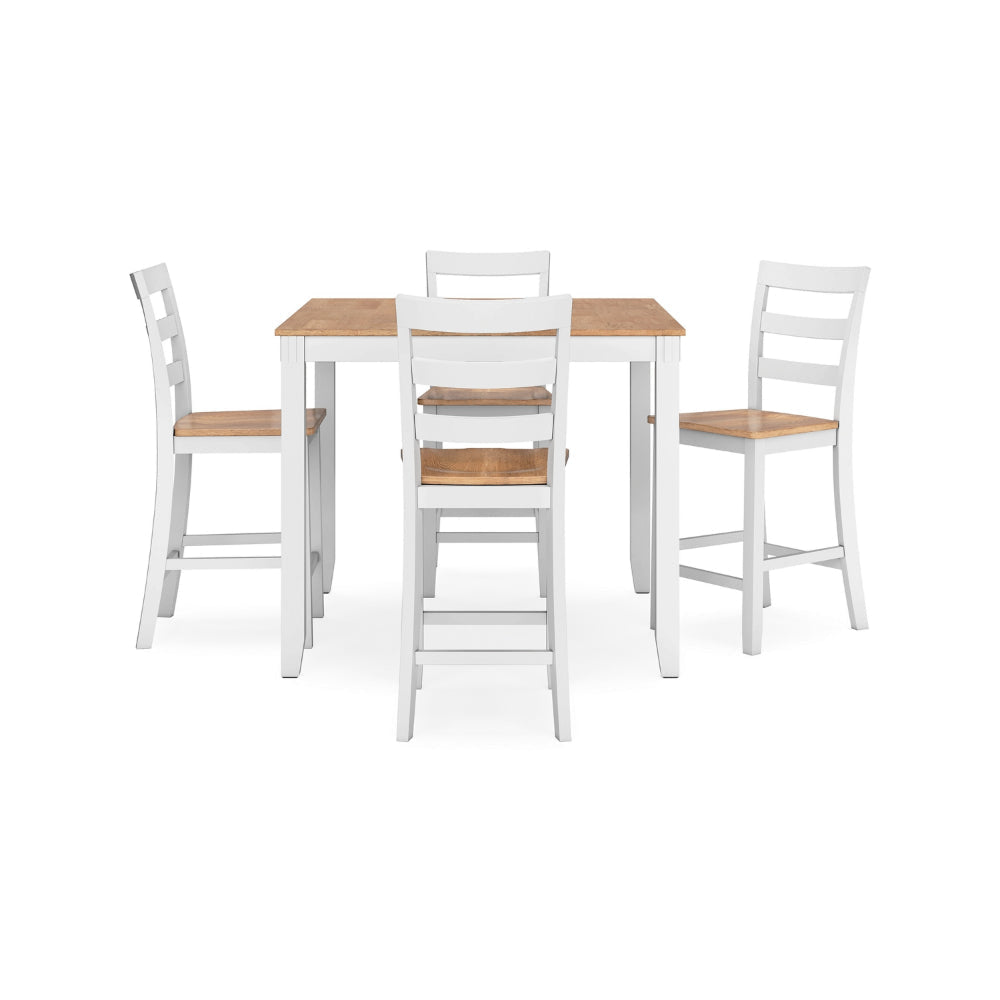 Ashley Gasy Counter Height Dining Table Set | 4 Chairs | White and Brown BM328086