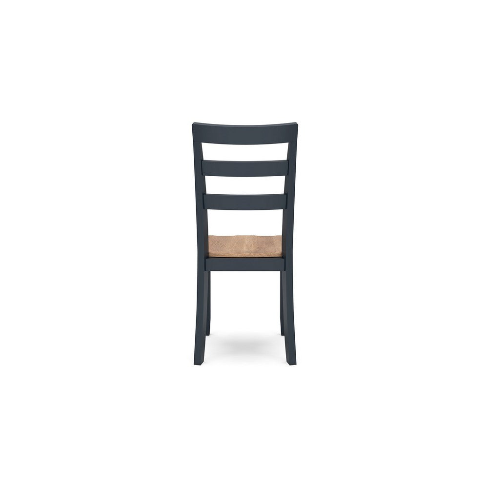 Ashley Gasy Dining Side Chair Set of 2 | Dark Blue Solid Wood Brown Seat